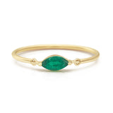 Emerald Marquise Petite Circle Ring 18k gold stackable ring