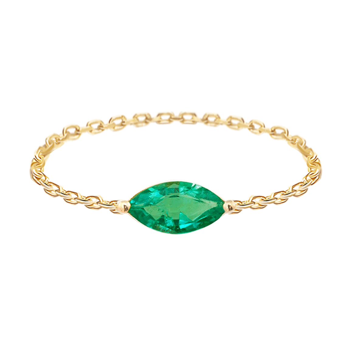 Emerald Marquise Supreme Chain Ring 18k gold Stackable ring