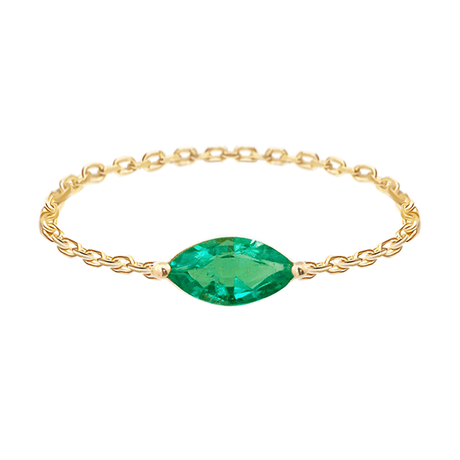 Emerald Marquise Supreme Chain Ring 18k gold Stackable ring