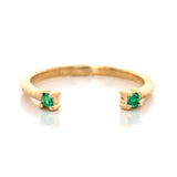 Emerald Open Ring 18k gold Stackable ring