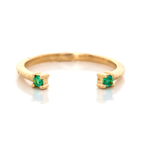 Emerald Open Ring 18k gold Stackable ring