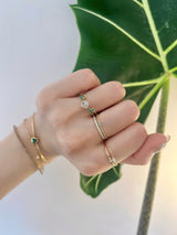 Emerald Open Ring 18k gold Stackable ring on model