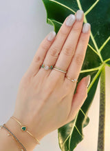 Emerald Open Ring 18k gold Stackable ring on model