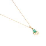 Emerald & Pearl Dewdrop Pendant Necklace 18k handmade fine jewelry 3