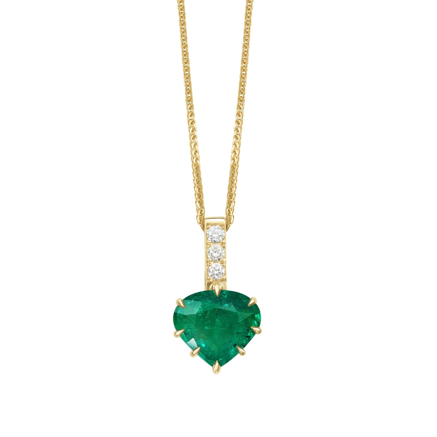 Emerald & Diamond Dewdrop Pendant Necklace