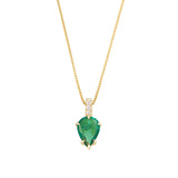 Emerald Pendant ( with 3 Diamond ) 18k gold stackable design