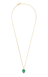 Emerald Pendant ( with 3 Diamond ) 18k gold stackable design 2