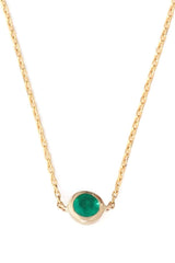 Emerald Petite Button Necklace 18k handmade fine jewelry