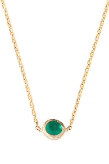 Emerald Petite Button Necklace 18k handmade fine jewelry