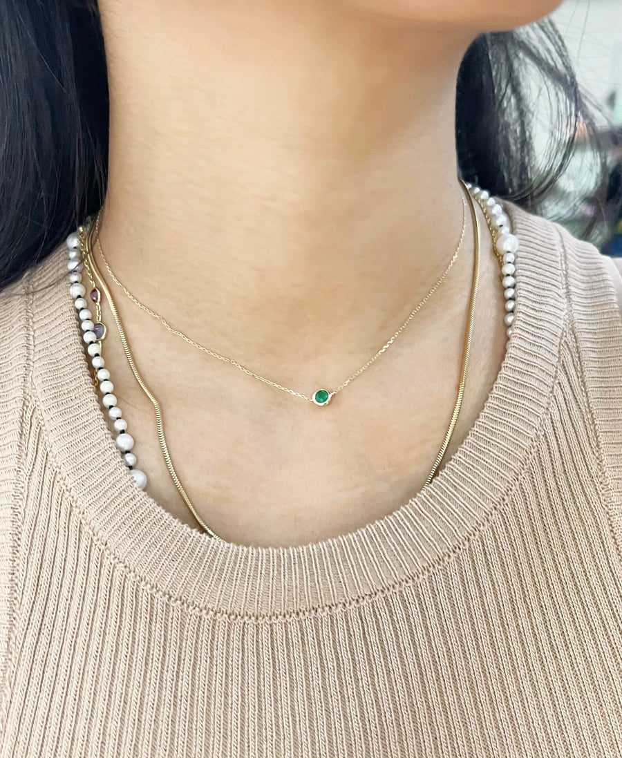Emerald Petite Button Necklace