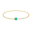 Emerald Petite Chain Ring 14k gold Stackable ring
