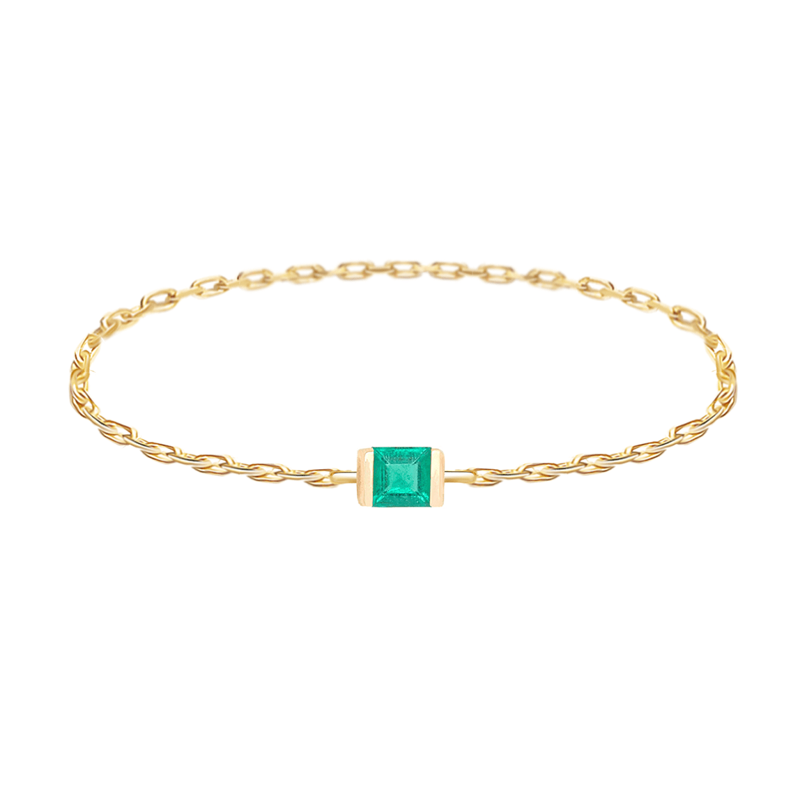 Emerald Petite Chain Ring 14k gold Stackable ring