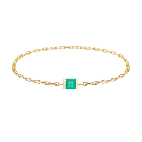 Emerald Petite Chain Ring 14k gold Stackable ring