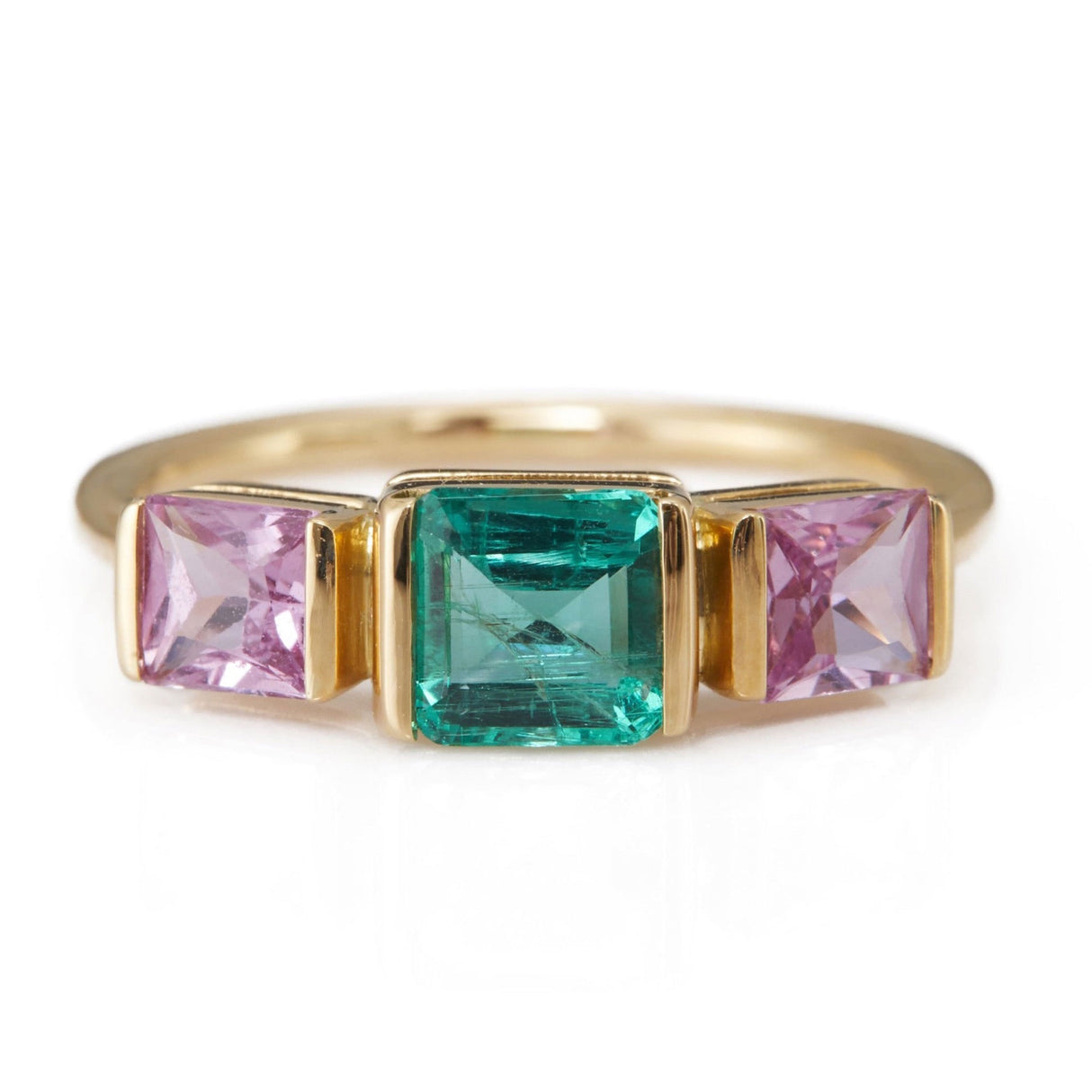 Emerald & Pink Sapphire Ring
