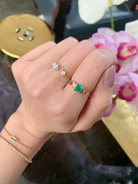 Emerald & Pink Sapphire Ring