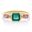 Emerald & Pink Sapphire Triplet Ring 18k gold stackable ring