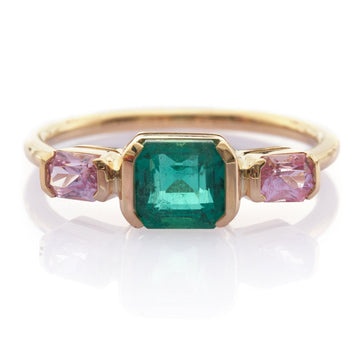 Emerald & Pink Sapphire Triplet Ring