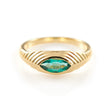 Emerald Pyramid Eye Ring 18k gold stackable ring