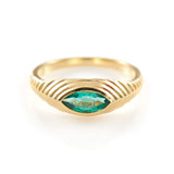 Emerald Pyramid Eye Ring 18k gold stackable ring