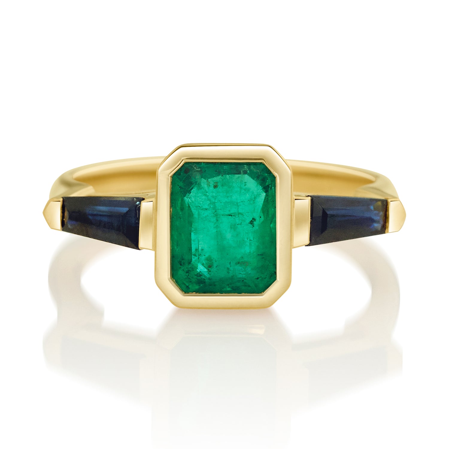 Emerald & Royal Blue Sapphire Eternal Ring 18k gold engagement ring 