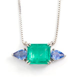 Emerald & Sapphire Nexus Pendant Necklace 18k handmade fine jewelry