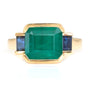 Emerald & Sapphire Tonal Deco Bar Spring Ring 18k gold engagement ring
