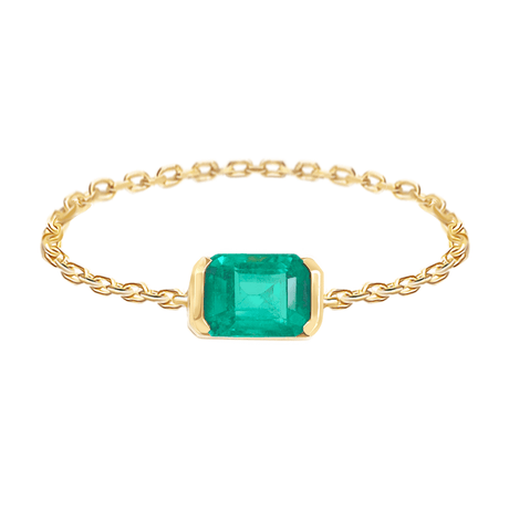 Emerald Supreme Chain Ring 18k gold Stackable ring