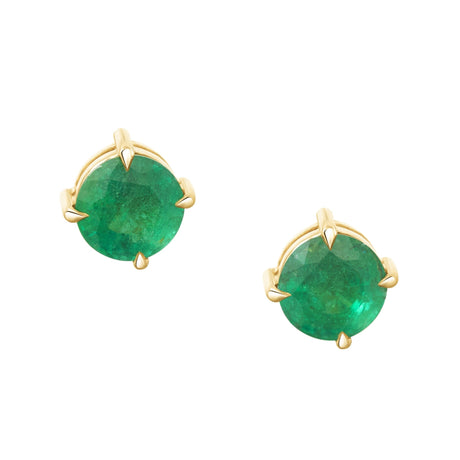 Emerald Supreme Studs 18k gold Handmade fine jewelry