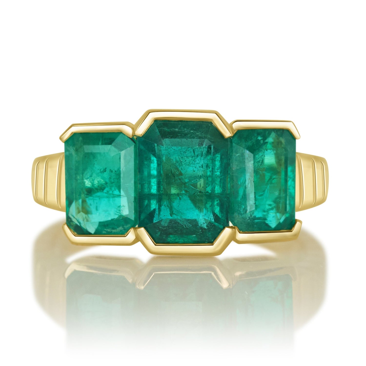 Emerald Tonal Rhythm Ring 18k gold engagement ring