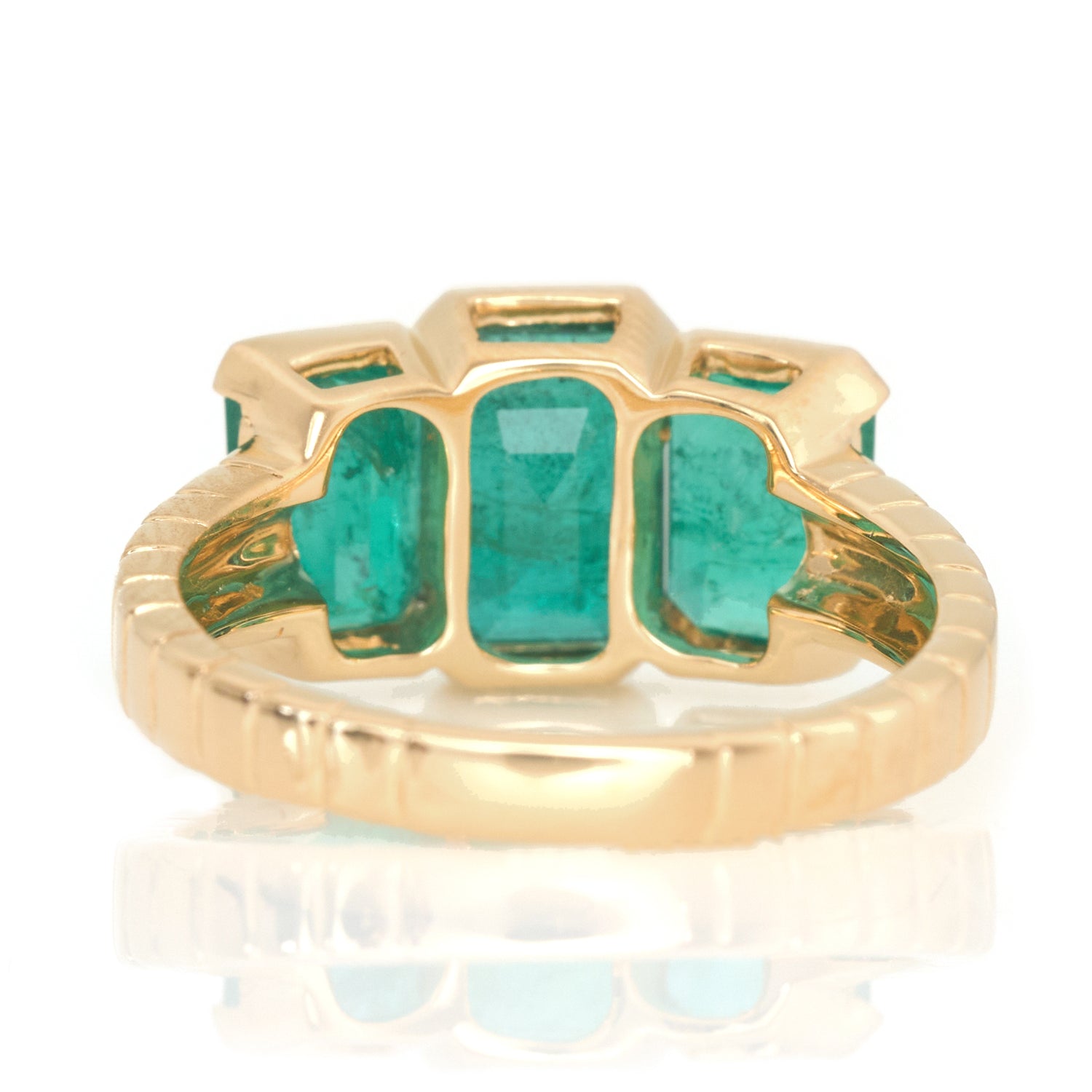 Emerald Tonal Rhythm Ring 18k gold engagement ring back view