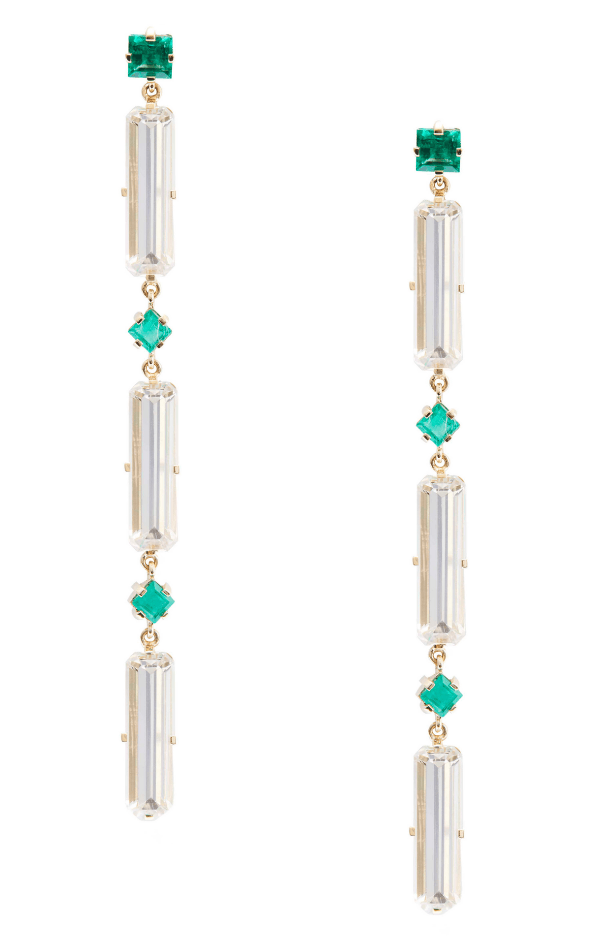 Emerald_White_Topaz_Cascade_Bar_Earrings_18K_Gold_Handmade _Fine_Jewelry