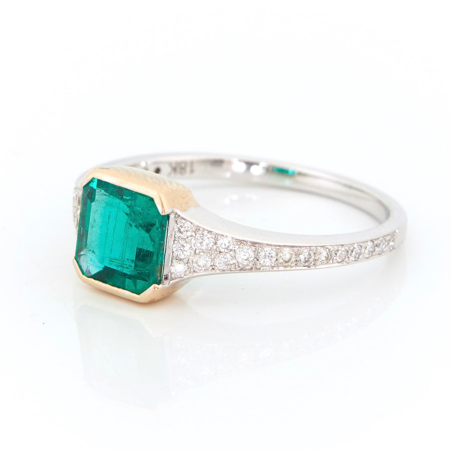 Emerald and pave Diamond eternal ring