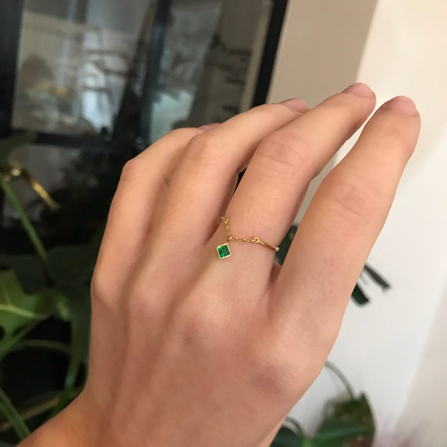 Yi Collection x Opening Ceremony Emerald Ring: Silver with 14k gold plating
