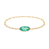 Emerald petite Marquise Chain Ring 14k gold Stackable ring