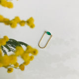Emerald petite Marquise Chain Ring 14k gold Stackable ring