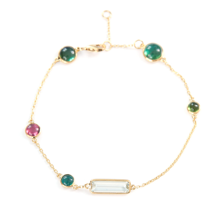 Tourmaline & aquamarine candy bracelet