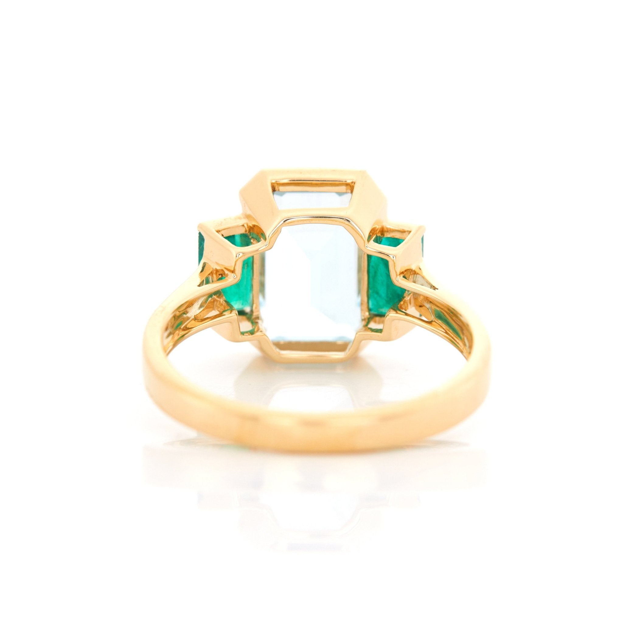 Aquamarine & Emerald Deco Spring Ring – YI COLLECTION