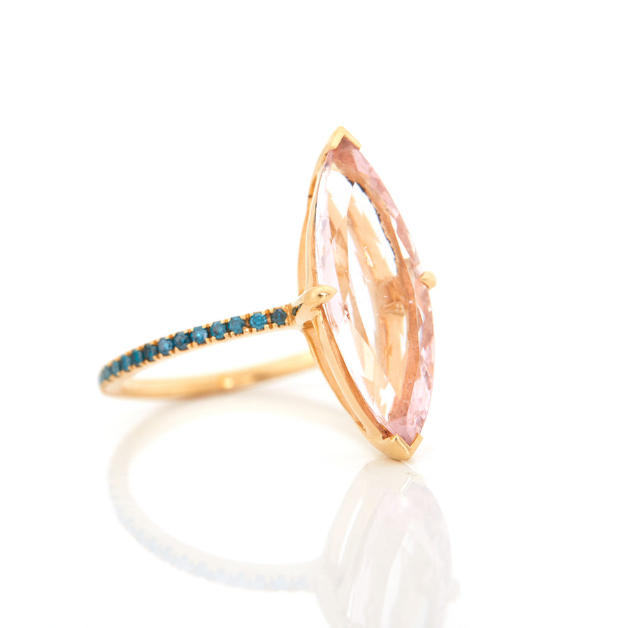 Morganite & Blue Diamond Supreme Charm Ring