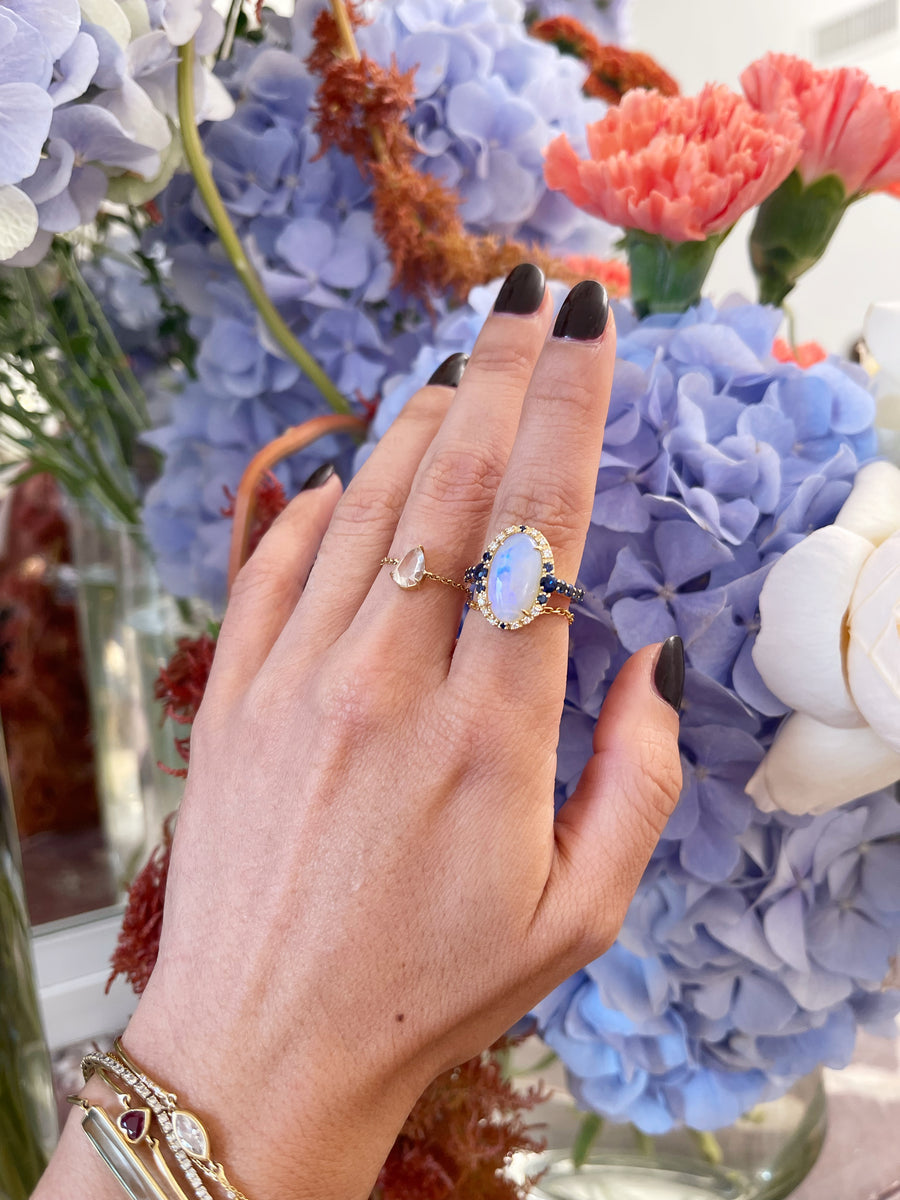 Jelly Opal,  Sapphire & Diamond nexus Ring