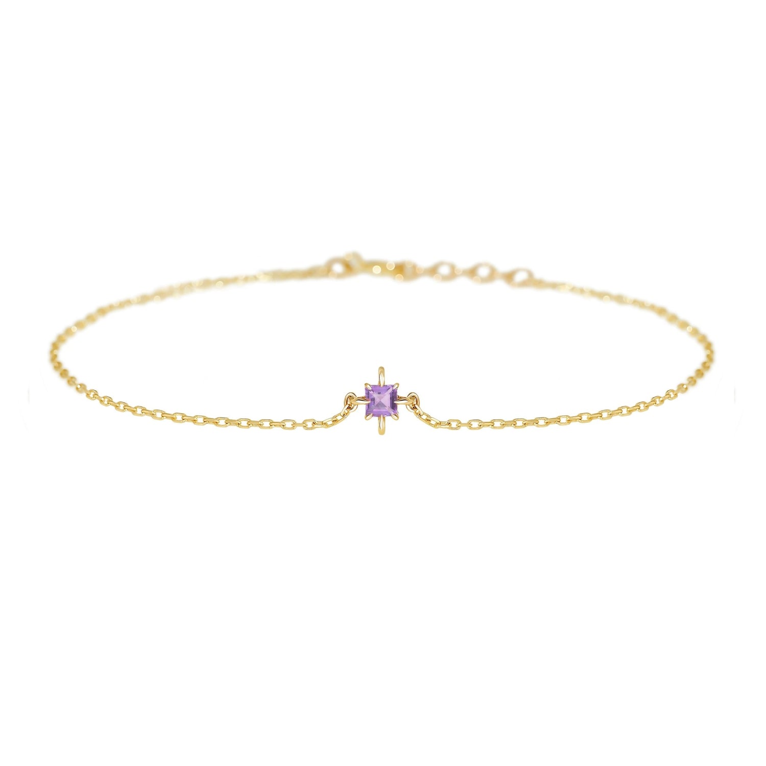 February Birthstone Amethyst Bracelet 14k gold stackable design