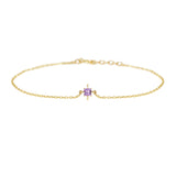 February Birthstone Amethyst Bracelet 14k gold stackable design