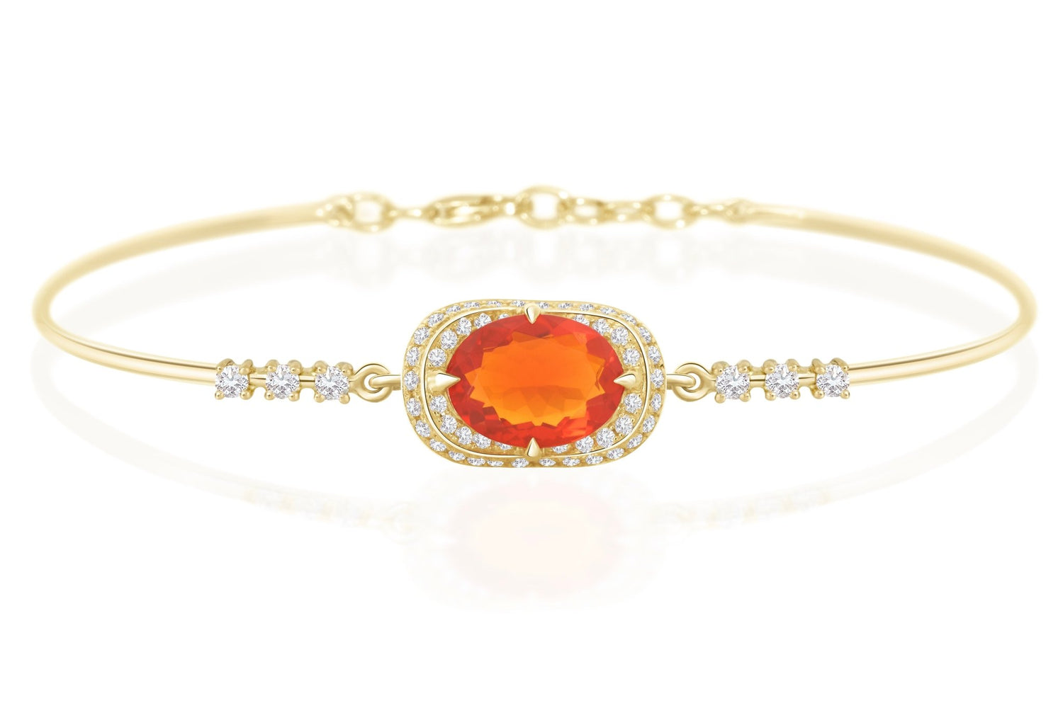 Fire Opal & Diamond Aurora Bangle