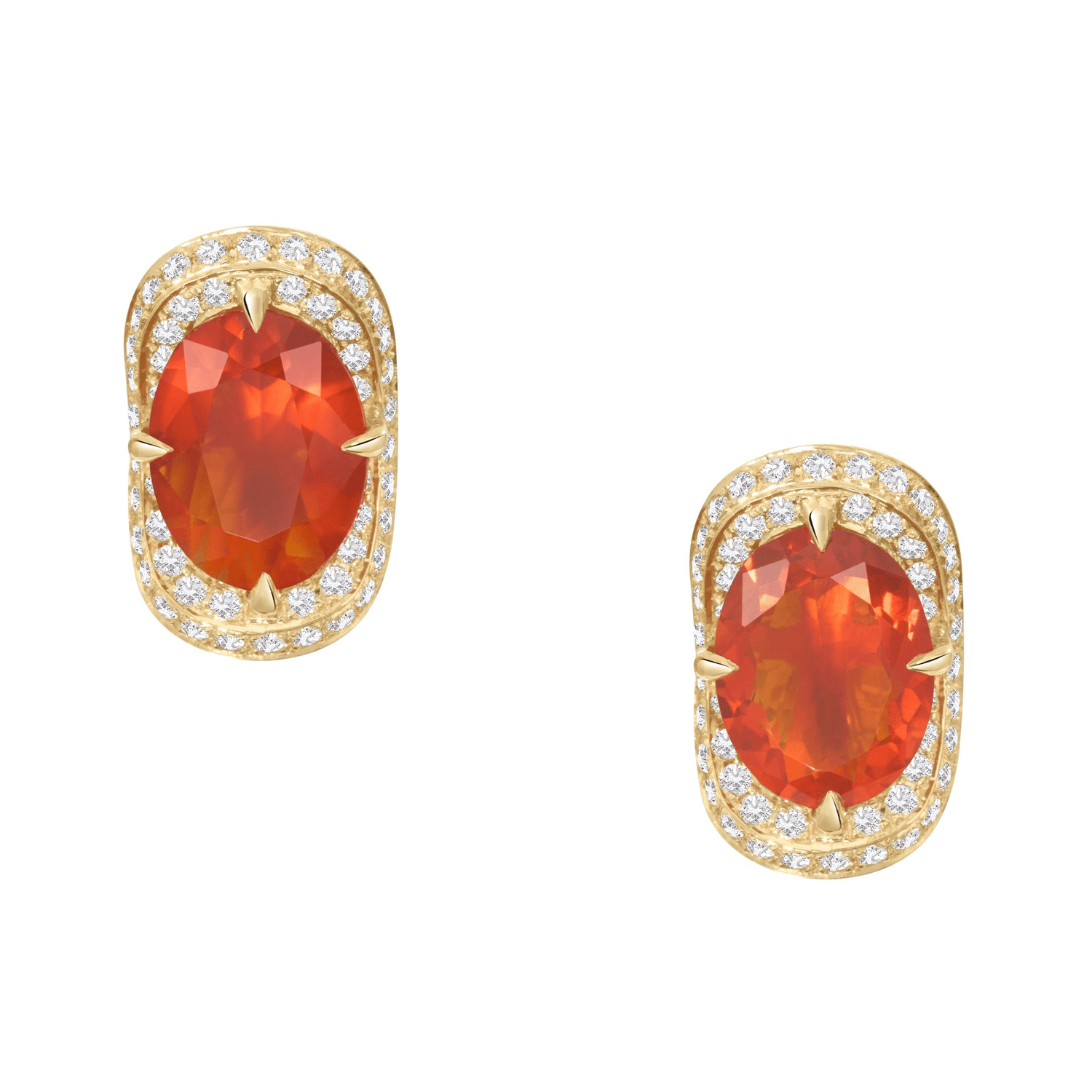 Fire Opal Aurora Earring 18K Gold Handmade Fine Jewelry