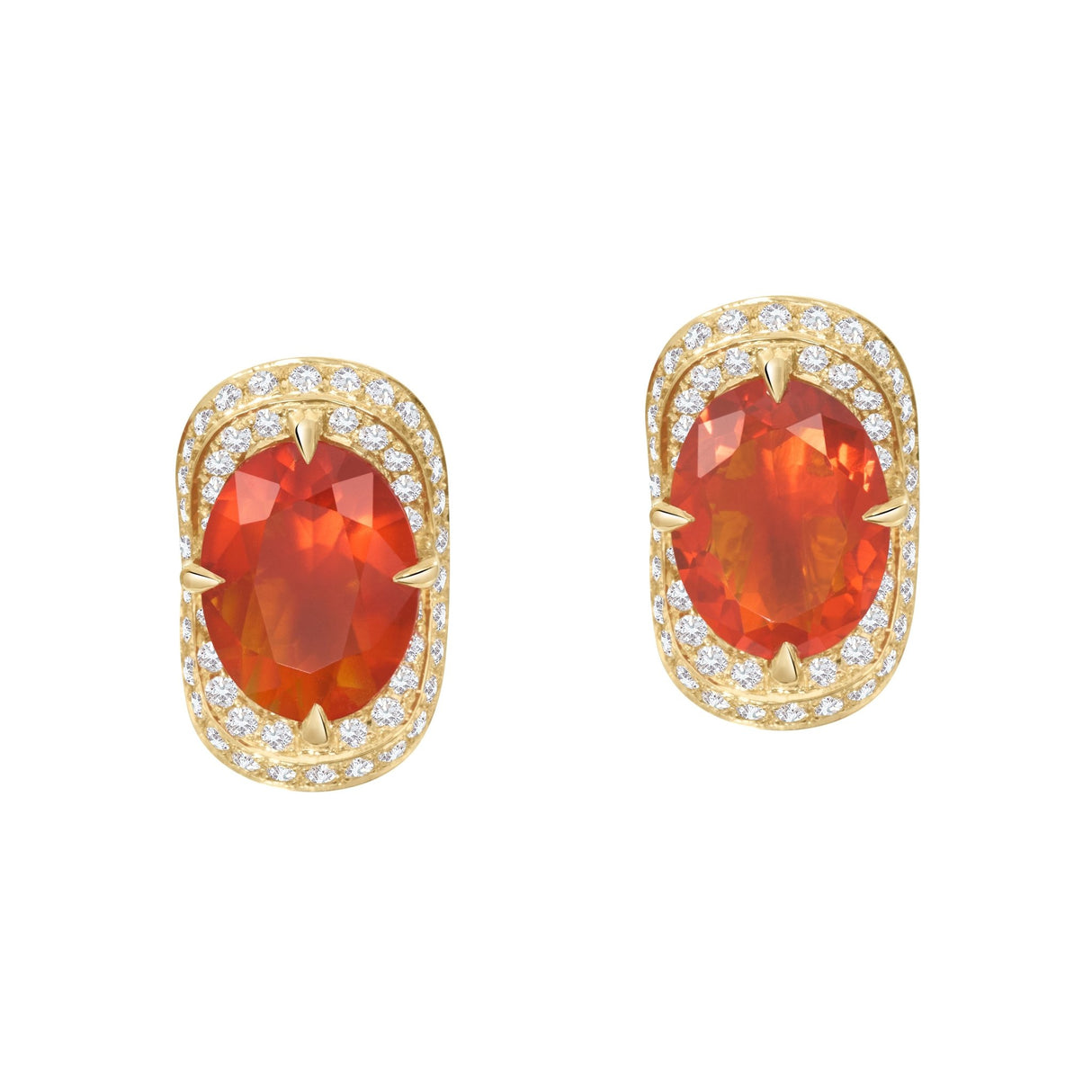 Fire Opal Aurora Earring 18k gold Handmade fine jewelry