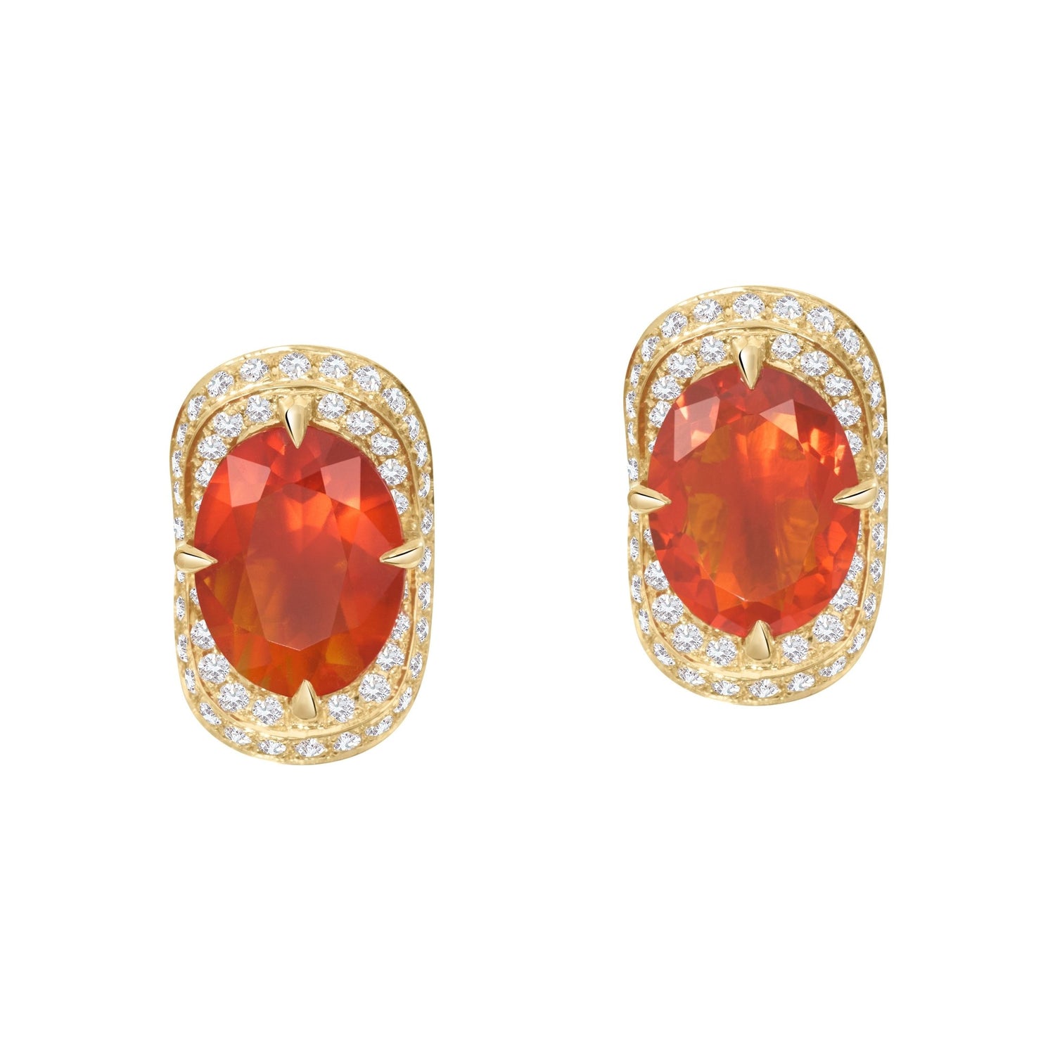 Fire Opal Aurora Earring 18k gold Handmade fine jewelry