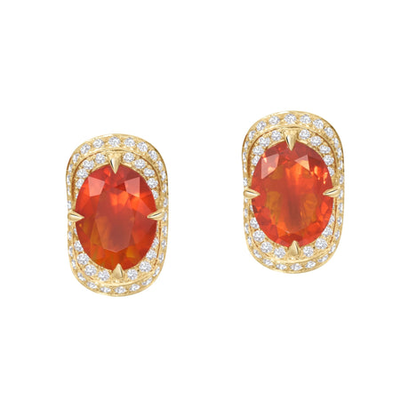 Fire Opal Aurora Earring 18k gold Handmade fine jewelry