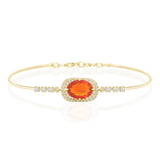 Fire Opal & Diamond Aurora Bangle