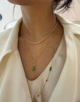 Fisheye Closure fine jewelry Necklace in 18k gold on model