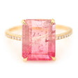 Flamingo Watermelon Tourmaline & Diamond Ring 18k gold engagement ring
