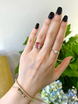 Flamingo Watermelon Tourmaline & Diamond Ring 18k gold engagement ring on model